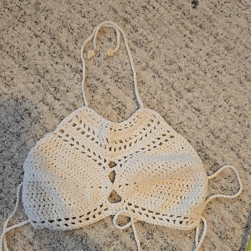 Handmade Crochet Halter Crop Bra Top